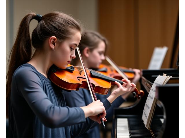 Students preparing for music competitions