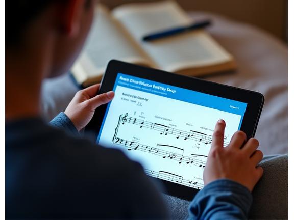 Online music theory workshop on tablet